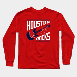 Houston Rocks Air Guitar - Red Long Sleeve T-Shirt